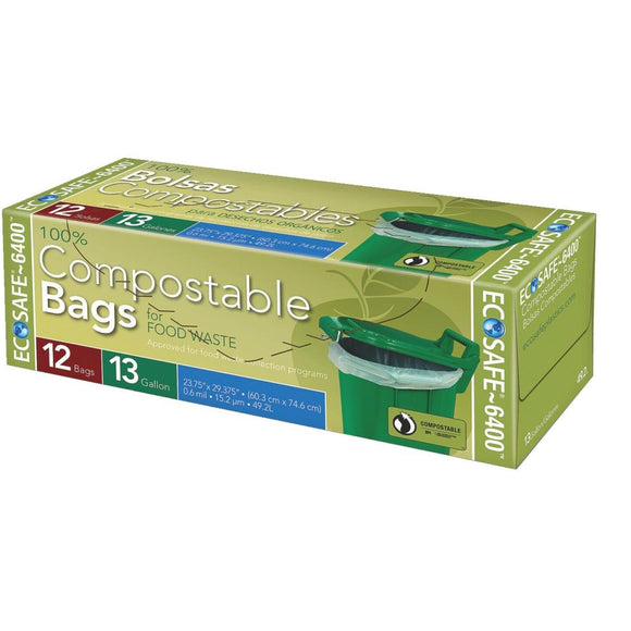 EcoSafe-6400 13 Gal. Compostable Green Trash Bag (12-Count)