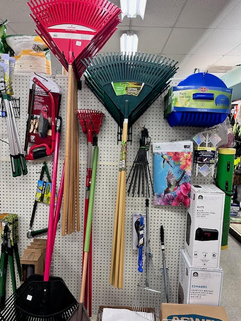 Wide selection of lawn and garden supplies at Chick's Southold Agway, including fertilizers, soil, and gardening tools.