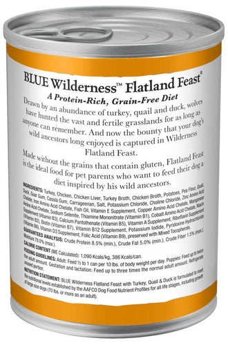 Blue Buffalo Wilderness Grain Free Flatland Feast with Turkey, Duck & Quail Canned Dog Food