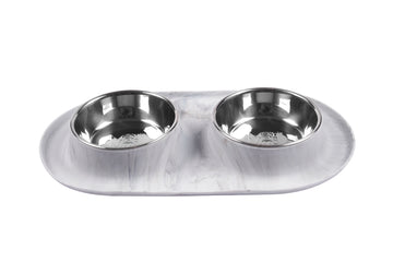 Messy Mutts Double Feeder Marble