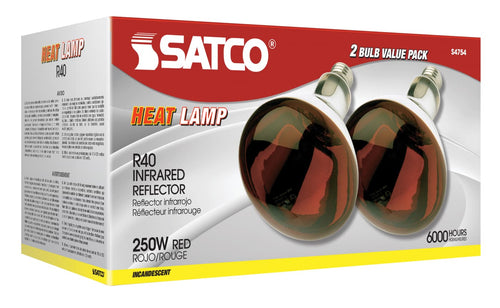 Satco 250R40/HR/2PK Red Heat Lamp