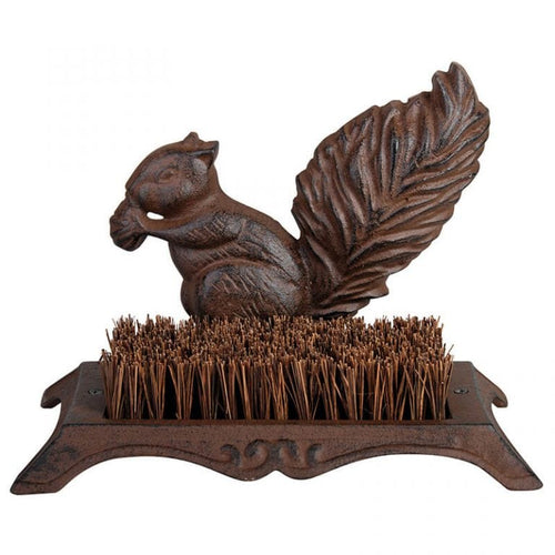 Esschert Design Boot Brush Squirrel – Cast Iron Antique Brown Finish