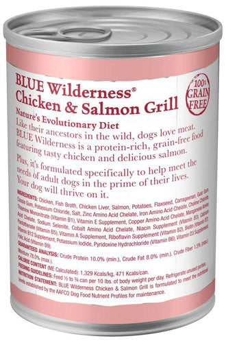 Blue Buffalo Wilderness Grain Free Salmon & Chicken Grill Canned Dog Food