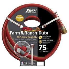 Garden Hose, Farm & Ranch Duty, 450 PSI, Dark Red, 3/4-In. x 75-Ft.
