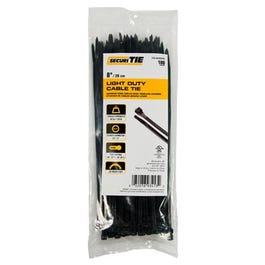 Light Duty Cable Tie, UV Black, 8-In., 100-Pk.
