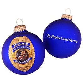 Glass Christmas Ornament, Police Responder, 3.25-In.