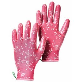 Nitrile Work Gloves, Textured, Pink, Women's M