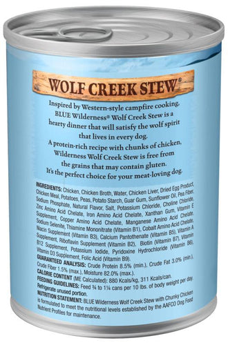 Blue Buffalo Wilderness Wolf Creek Stew Chunky Chicken Stew Canned Dog Food