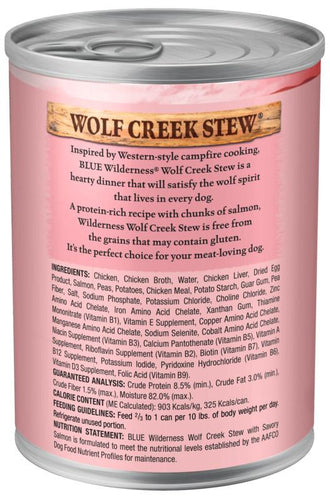 Blue Buffalo Wilderness Wolf Creek Stew Savory Salmon Stew Canned Dog Food