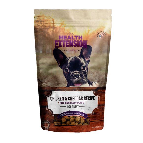 Health Extension Bully Puffs Chicken and Cheddar Dog Treats
