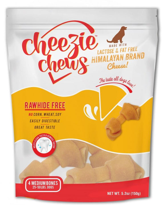 Cheezie Chews Rawhide Free Medium Knotted Cheese Bone Dog Treats