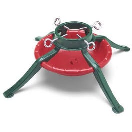 Christmas Tree Stand, Red & Green Steel, 4.5-In. Trunk Diameter