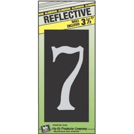 House Address Number "7", Reflective Aluminum, 3.5-In. On 5-In. Black Panel
