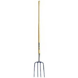9-In. Forged Steel Manure Fork, 4 Tines, 54-In. Handle