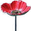 RED POPPY GLASS BIRD BATH W/STAND 16 IN