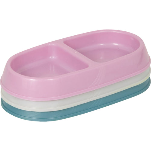 Designer Plastic 7 Oz. Small Double Bowl Pet Dish